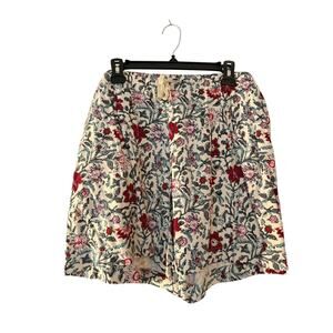 J Jill Womans Floral Shorts Tie Elastic Waist PL Cotton Cottagecore Garden Fairy